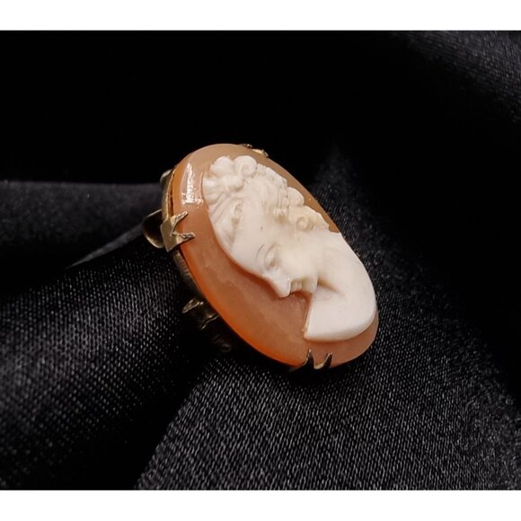 Antique Victorian Shell Cameo White Lady Brooch Pendant - Picture 3 of 5